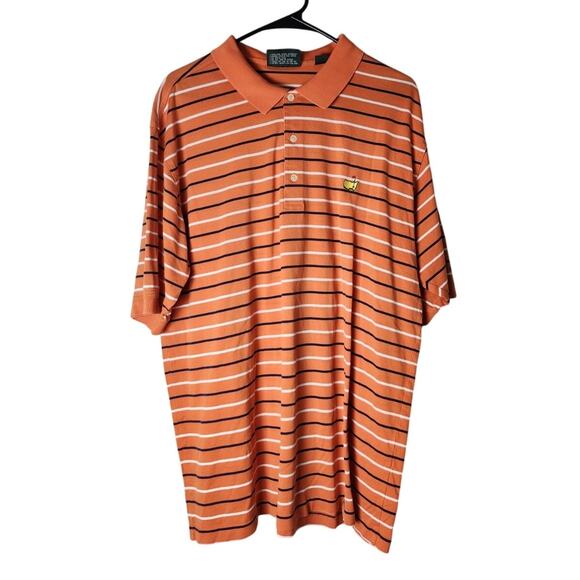 Masters Collection Mens Polo Shirt Size XL Orange Stripe Golf Short Sleeve - Picture 1 of 7